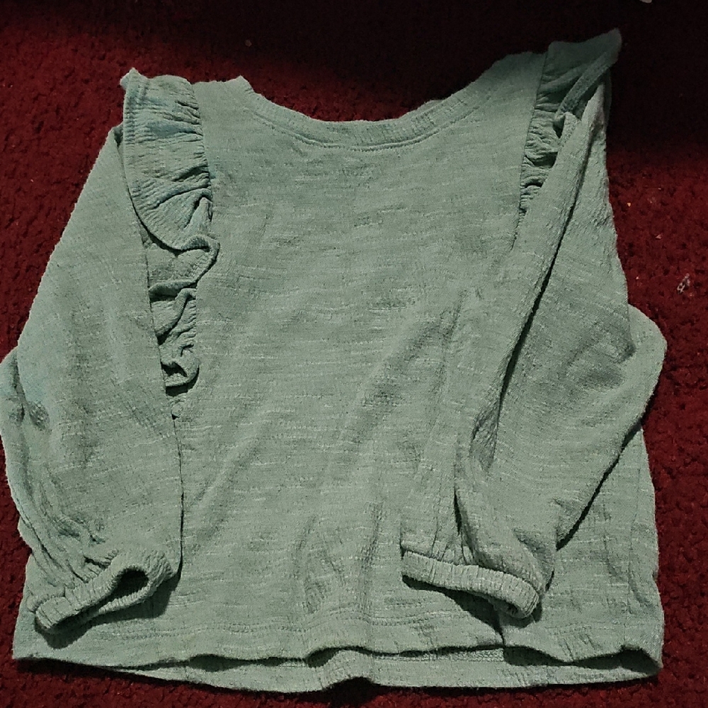 Cat & Jack Green Ruffle Sleeve Blouse